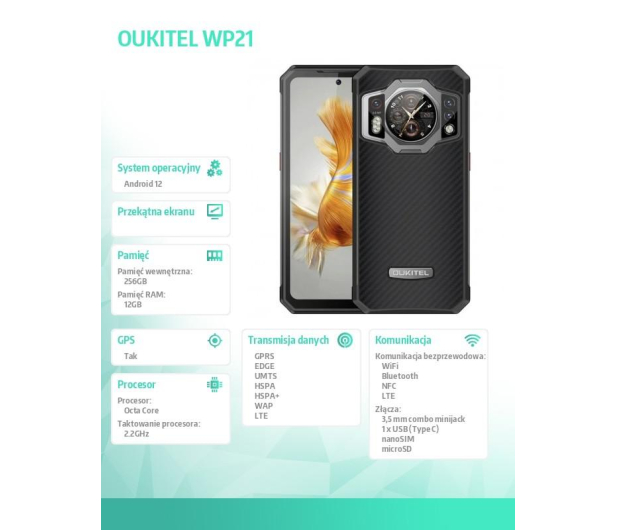 OUKITEL WP21 12/256GB 9800mAh czarny 120Hz - 1104115 - zdjęcie 3